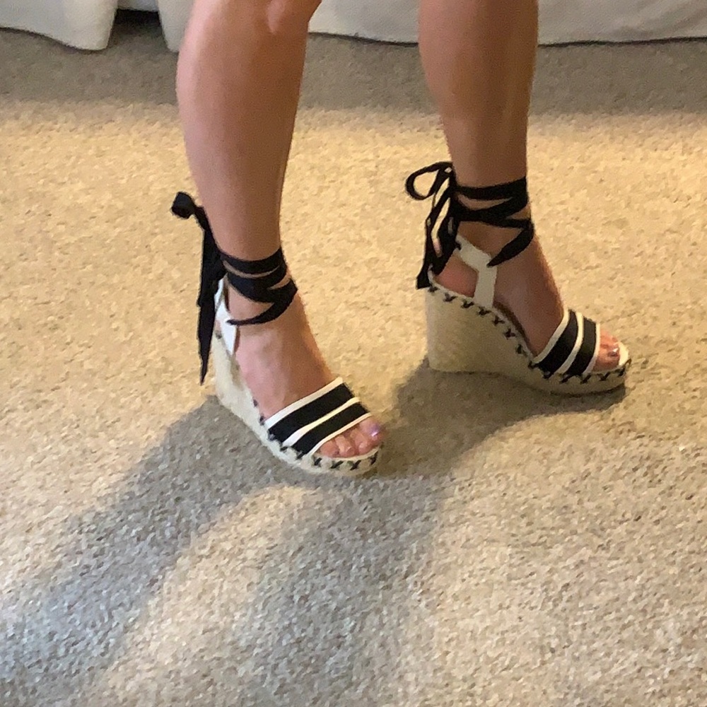 Kate Spade wedges with ankle ribbon
